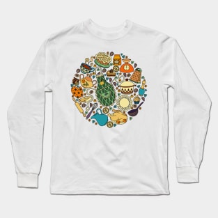 colorful doodle hand drawn kitchen Long Sleeve T-Shirt